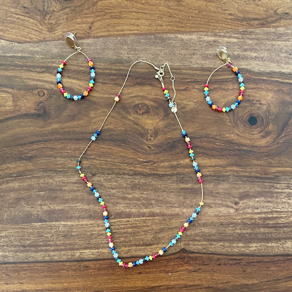 Loft Multicolor Beaded Necklace And Earring Set 22$